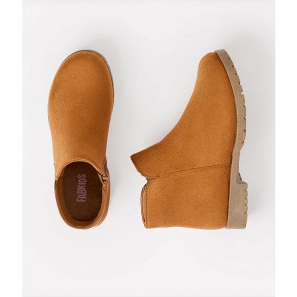 FabKids Brown Faux Suede Side Zip Ankle Booties - Size 1 - Picture 2 of 4